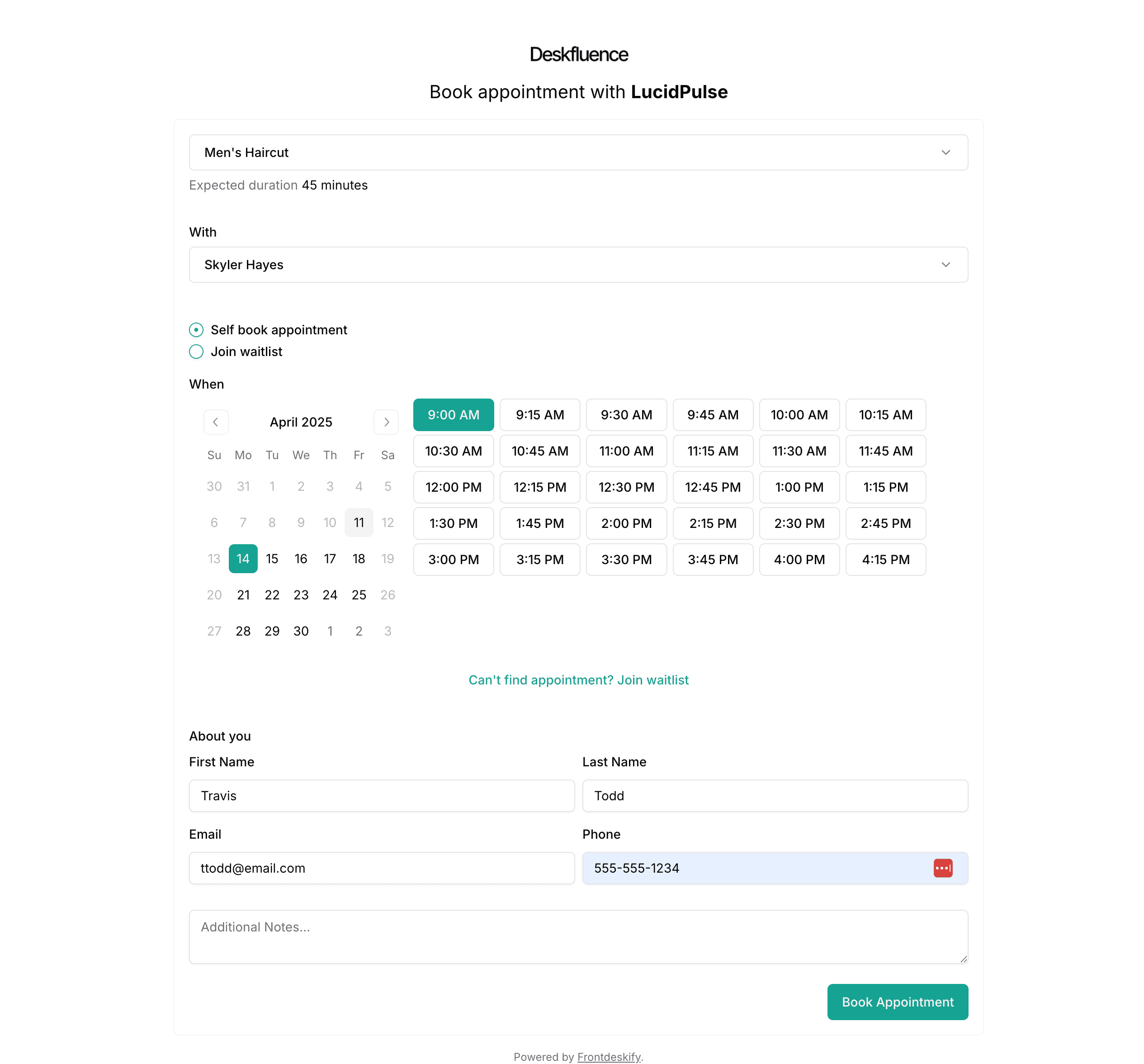 client booking OpenBooking service