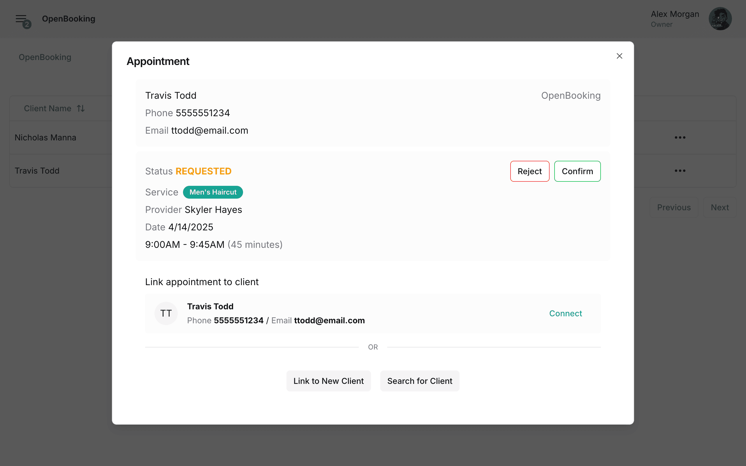 viewing requested OpenBooking appointment
