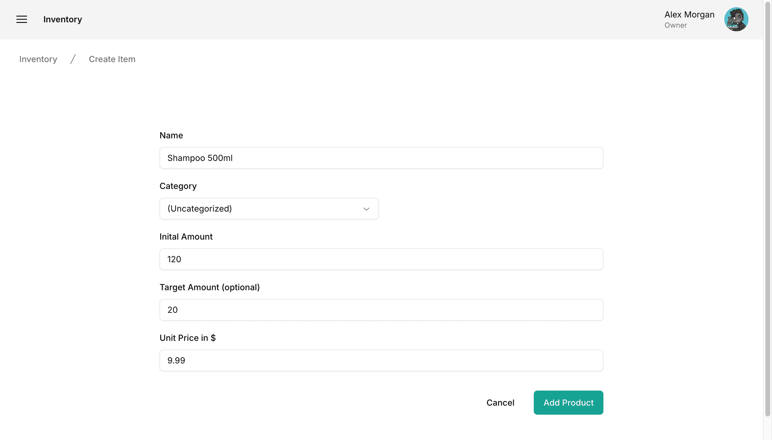 new product screenshot